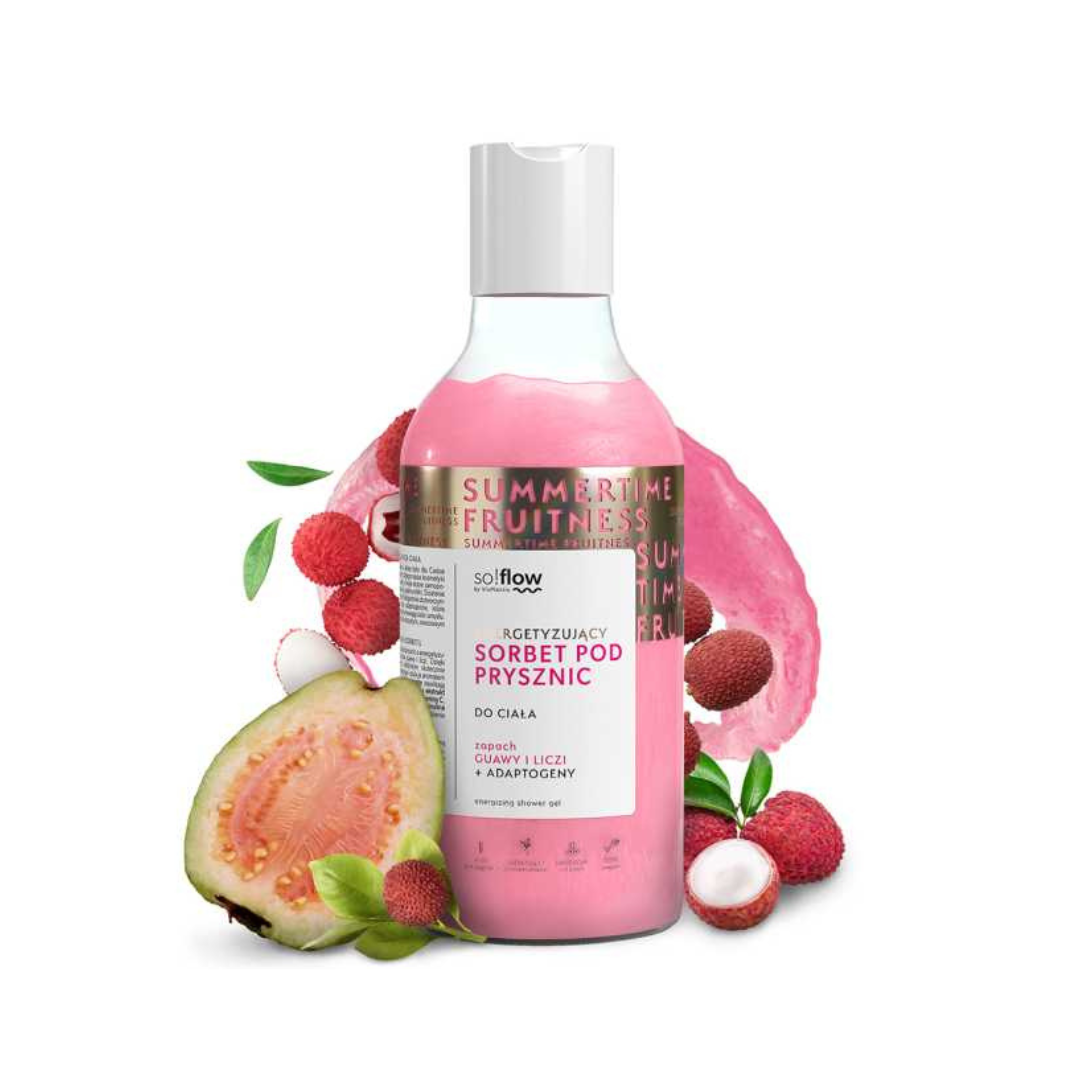 Energetyzujący sorbet pod prysznic, guawa i liczi 100 ml