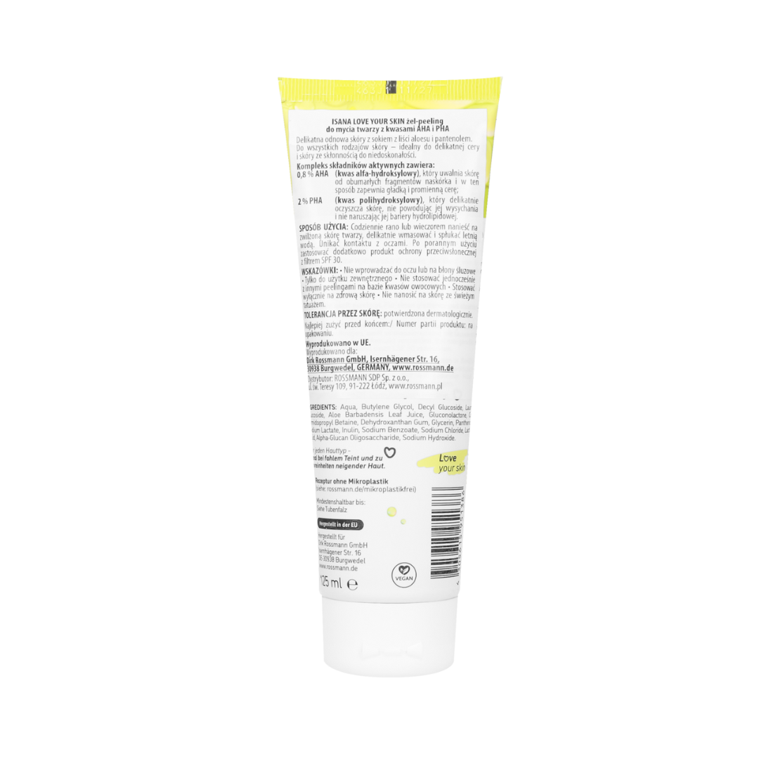 ISANA Love Your Skin - Żel-peeling do mycia twarzy, kwasowy