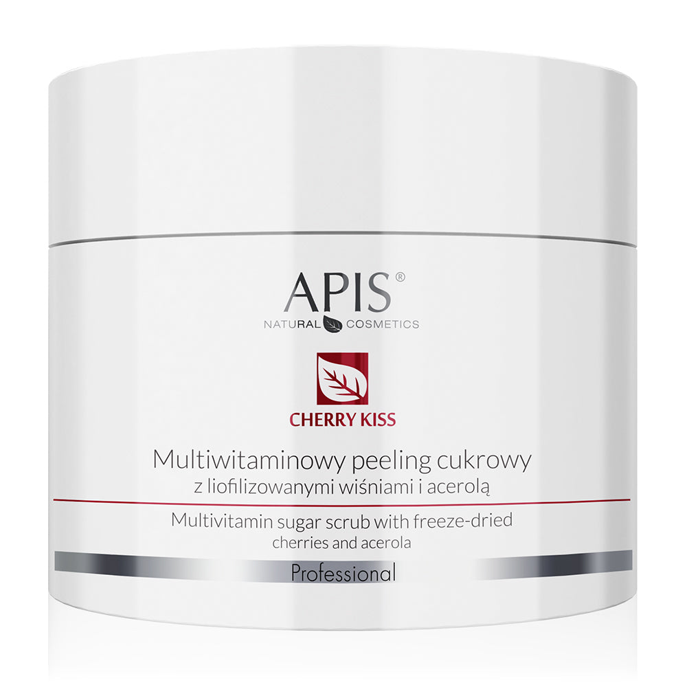 CHERRY KISS Multiwitaminowy peeling cukrowy z liofilizowanymi wiśniami i acerolą