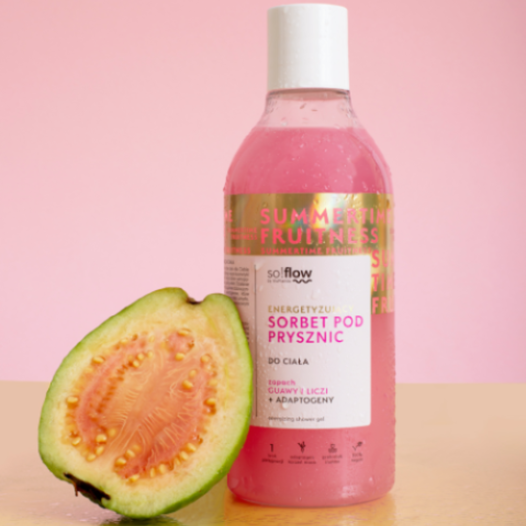 Energetyzujący sorbet pod prysznic, guawa i liczi 100 ml