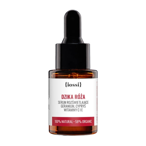 Dzika Róża. Serum rozświetlające. Geranium, cyprys, witaminy C i E