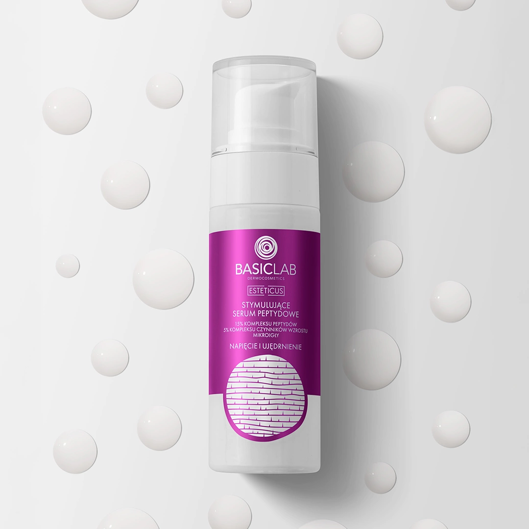 Stymulujące serum peptydowe 15% kompleksu peptydów, 5% kompleksu czynników wzrostu, mikroigły, Napięcie i Ujędrnienie