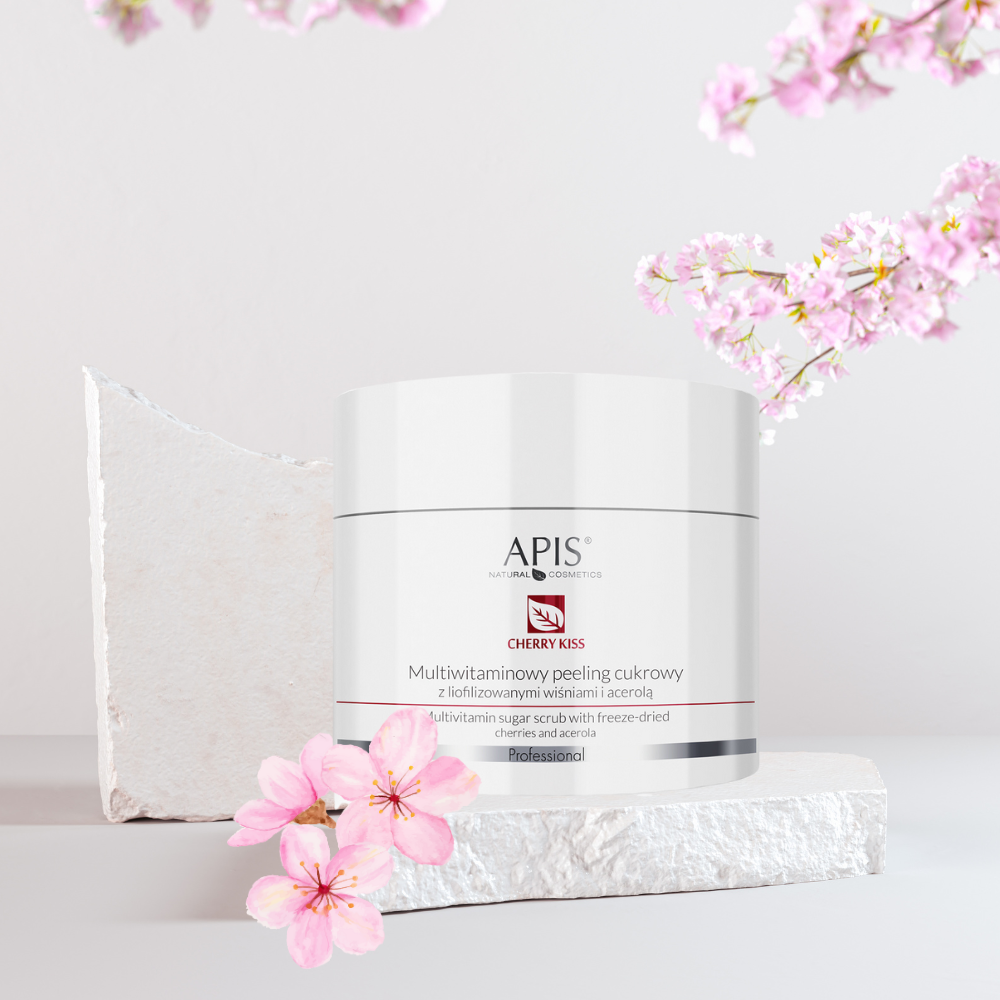 CHERRY KISS Multiwitaminowy peeling cukrowy z liofilizowanymi wiśniami i acerolą