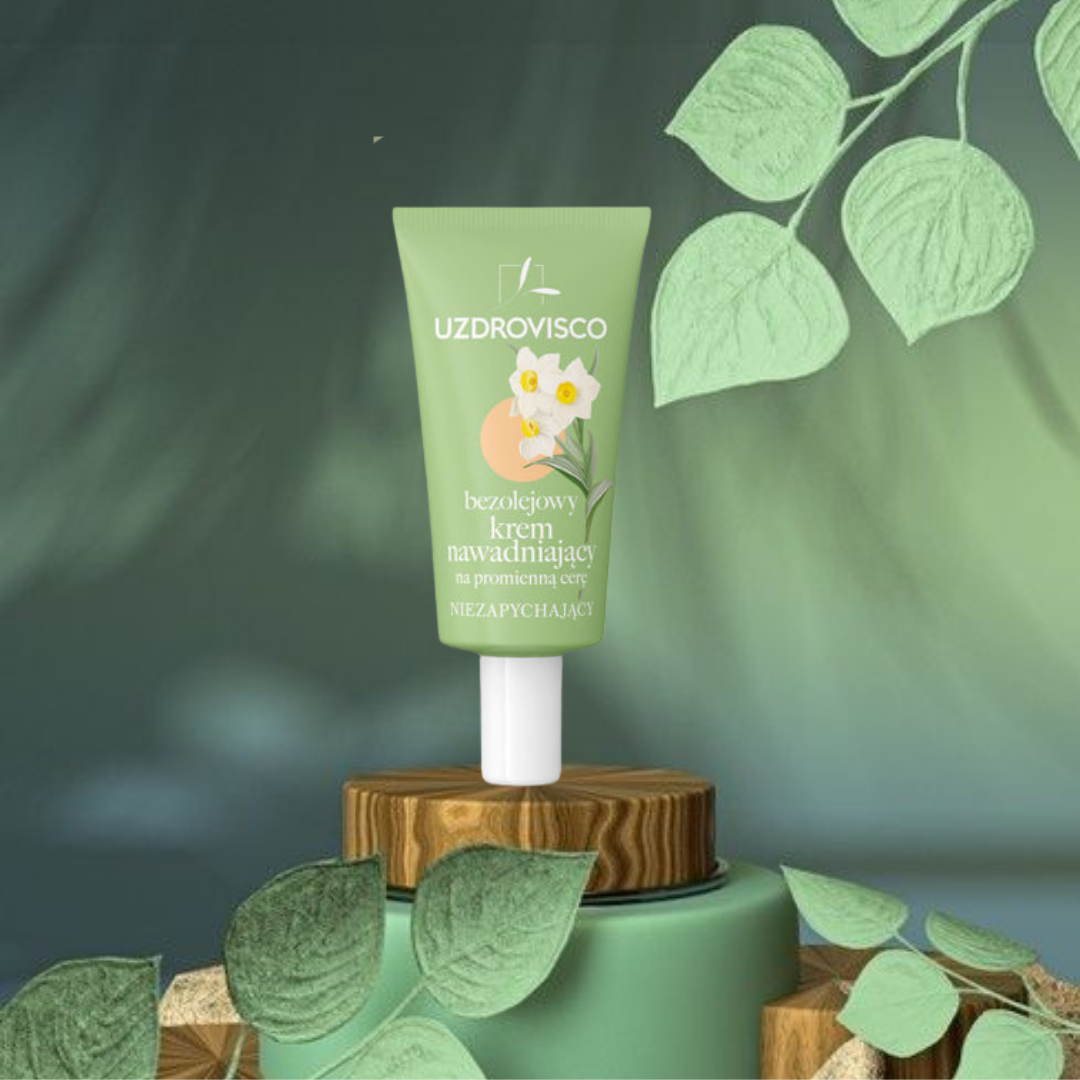 Bezolejowy krem nawadniający na promienną cerę, niezapychający