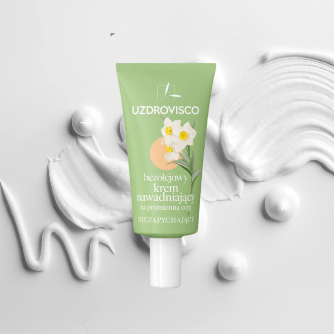 Bezolejowy krem nawadniający na promienną cerę, niezapychający
