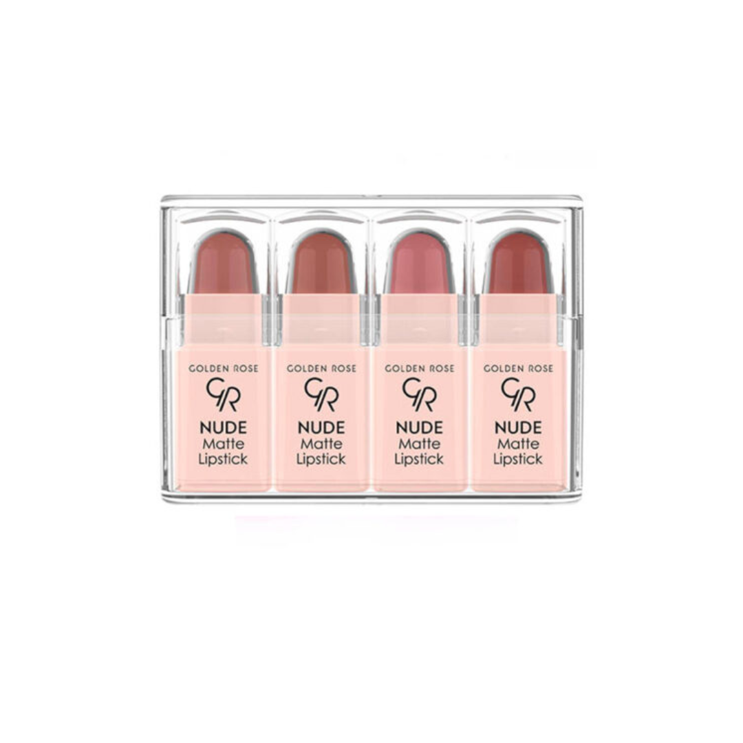 Nude Matte Lipstick – Zestaw 4 matowych mini pomadek do ust Nude Look