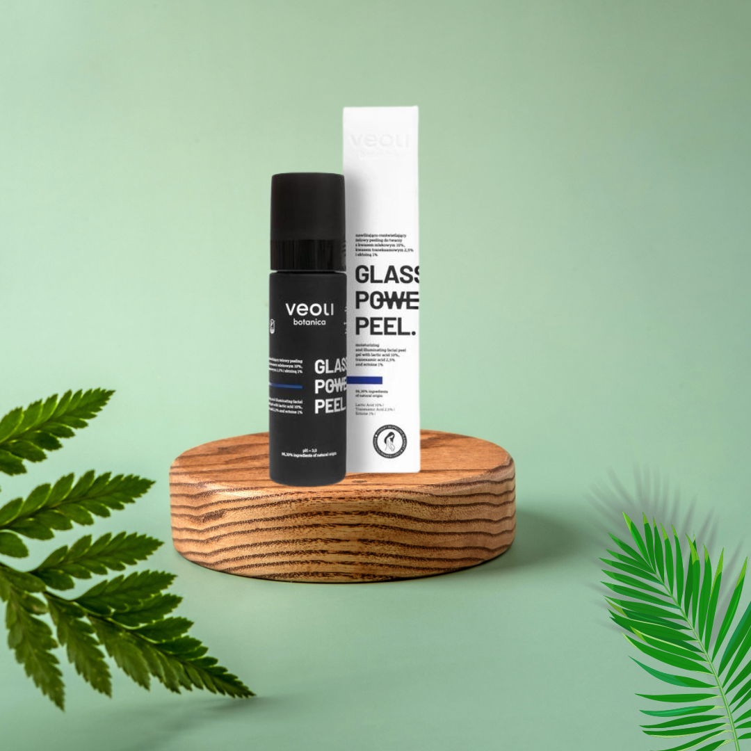 Nawilżająco-rozświetlający żelowy peeling do twarzy z kwasem mlekowym 10%, traneksamowym 2,5% i ektoiną 1% GLASS SKIN POWER PEEL