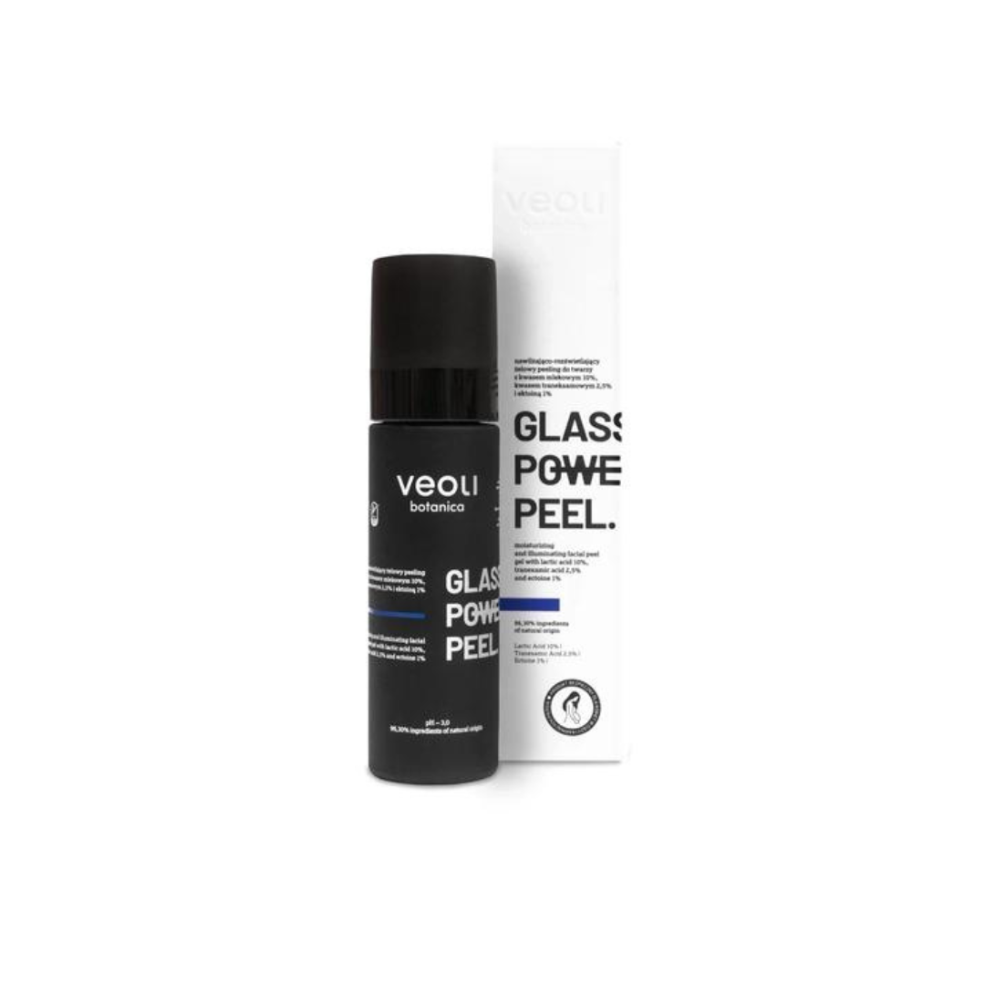 Nawilżająco-rozświetlający żelowy peeling do twarzy z kwasem mlekowym 10%, traneksamowym 2,5% i ektoiną 1% GLASS SKIN POWER PEEL